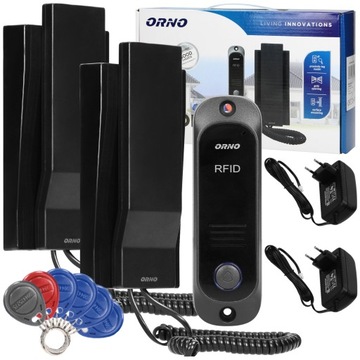 DOMOFON DO FURTKI BRAMY 2 SŁUCHAWKI CZYTNIK BRELOKÓW RFID INTERKOM CZARNY