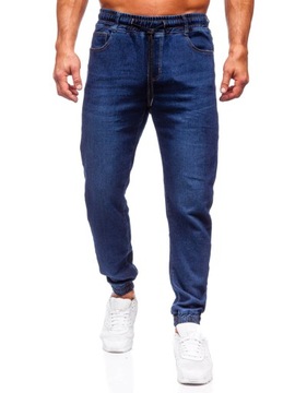 SPODNIE JEANSOWE JOGGERY MĘSKIE GRANATOWE 8130 DENLEY_42/3XL