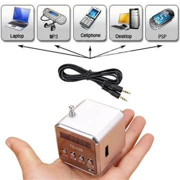 BEZPRZEWODOWY MINI GŁOŚNIK Z RADIEM FM WYŚWIETLACZEM LCD KARTĄ TF