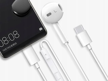 Проводные наушники для Huawei CM33 USB-C Type C микрофон + пульт ДУ, белые