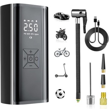 ЭЛЕКТРИЧЕСКИЙ ВЕЛОСИПЕДНЫЙ НАСОС 6000МАЧ МИНИ-КОМПРЕССОР С АВАРИЙНЫМ ОСВЕЩЕНИЕМ