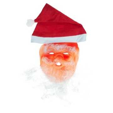 MASKA ŚWIĘTEGO MIKOŁAJA BRODA CZAPKA GWIAZDORA STRÓJ NA ŚWIĘTA HALLOWEEN