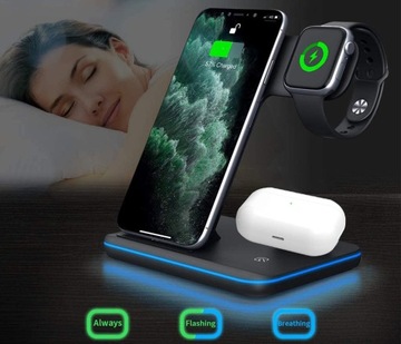 Зарядная станция 3 в 1 для Apple Watch Airpods iPhone + адаптер питания 25 Вт