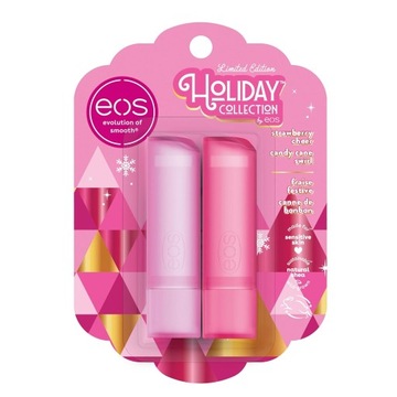 Eos Limited Holiday Collection balsamy do ust cukierkowy i truskawkowy