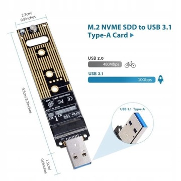 Адаптер SSD-накопителя M.2 NVMe PCIe — USB 3.1 3.0