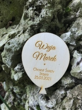 Winietki na Chrzciny Roczek Urodziny Drewniane