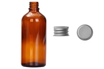 Butelka szklana brązowa 100 ml z nakrętką aluminiową