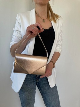 Szampańska WIECZOROWA wizytowa torebka KOPERTÓWKA SKÓRA EKO