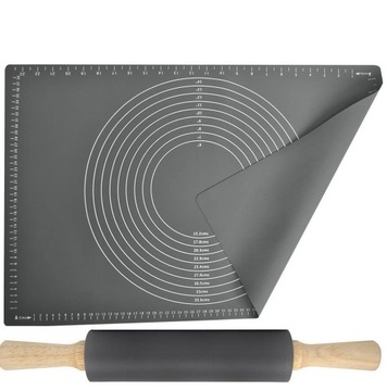 СИЛИКОНОВАЯ ДОСКА, КОВрик ДЛЯ ТЕСТА + РАЛОК