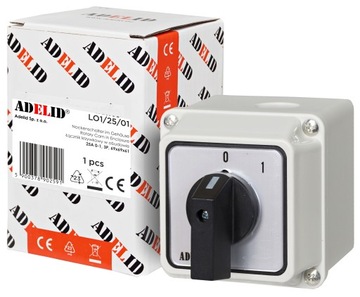 КУЛАЧКОВЫЙ ПЕРЕКЛЮЧАТЕЛЬ 25A 0-1 3F В КОРПУСЕ IP65