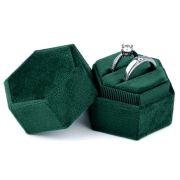 AKSAMITNE PUDEŁKO NA OBRĄCZKI ŚLUBNE PIERŚCIONKI KOLCZYKI BUTELKOWA ZIELEŃ