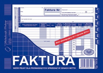 Druk FAKTURA WZÓR PEŁNY format A5 typ 103-3E