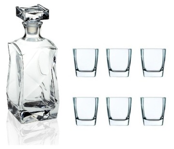 KARAFKA ŁAMANA 0,75 L + 6 SZKLANEK Whisky Nalewka