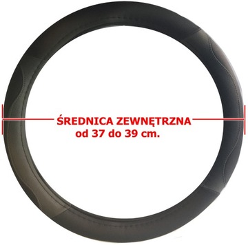 Pokrowce na kierownice czarny skóra nakładka średnica zewnętrzna 37-39 cm.