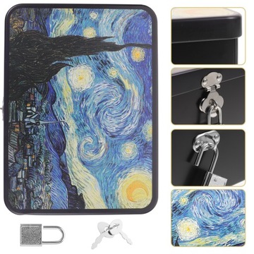 Жестяной ящик для хранения с замком