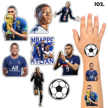 TATUAŻE ZMYWALNE DLA DZIECI TYMCZASOWE PIŁKA MBAPPE - 8 EL. / 150 WZORÓW