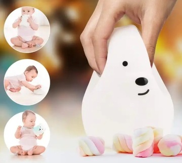 СИЛИКОНОВЫЙ НОЧНИК, МИШКА, МИШКА, ДЛЯ ДЕТЕЙ, ЦВЕТНОЙ СВЕТОДИОДНЫЙ RGB ПУЛЬТ