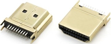 РАЗЪЕМ РАЗЪЕМА ВИЛКА ПРЯМОЙ HDMI ВЕРТИКАЛЬНЫЙ 19-КОНТАКТНЫЙ РАЗЪЕМ SMD 1,6 мм