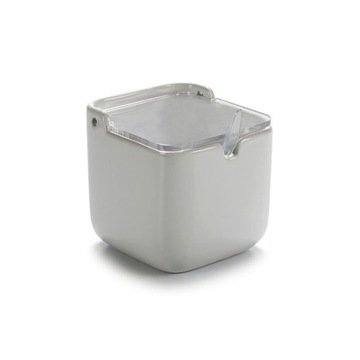 Cukiernica ceramiczna biała pokrywka łyżeczka