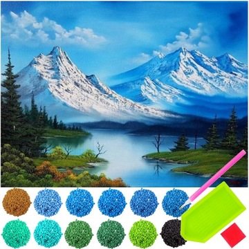 Mozaika Diamentowa Haft Diamentowy DIAMOND PAINTING 30x40 5D GÓRY JEZIORO