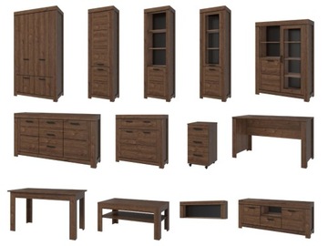 Otwarty WYSOKI REGAŁ do salonu dąb brązowy 1D