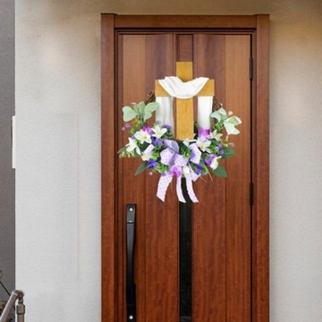 Пасхальный венок Счастливый пасхальный венок Крест на входную дверь