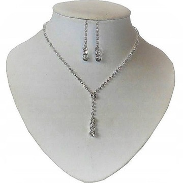 KOMPLET NASZYJNIK kolia KOLCZYKI ZESTAW WIECZOROWY