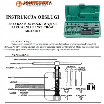 PRZYRZĄD DO ZAKUWANIA I ROZKUWANIA ŁAŃCUCHA, Zakuwarka Jonnesway MG020003