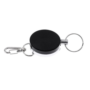 Heavy Duty Retractable Badge / Key with Rope Black