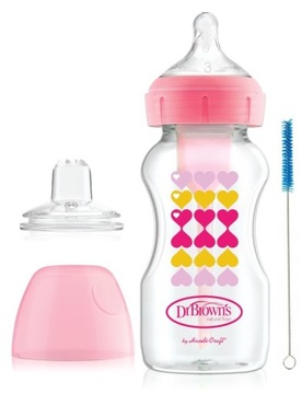 Dr Brown's Set Бутылка широкая розовая 270мл + U