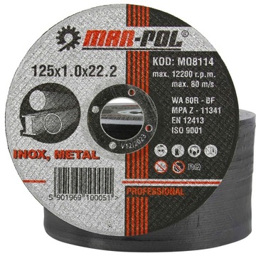 TARCZA DO CIĘCIA STALI METALU INOX 125x1,0x22 MARP