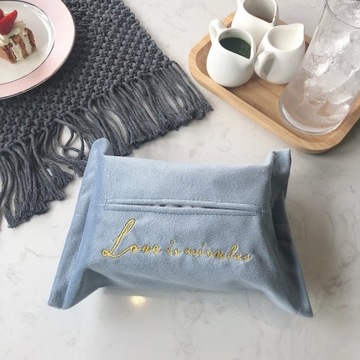 TPXCKz Tissue Box Cover Embroidery Velvet Handkerchief Box Napkin Holder