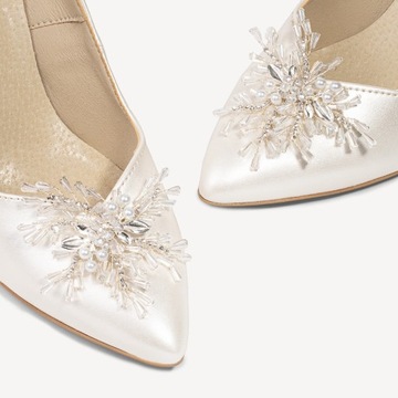 BRILU PEARL СВАДЕБНЫЕ ВЫСОКИЕ КАБЛУКИ С ОТДЕЛКОЙ Слоновой кости 35