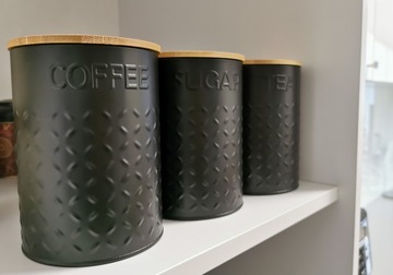 ZESTAW 5w1 CHLEBAK + POJEMNIK NA KAWA CUKIER HERBATA + DESKA KROJENIA WZ03