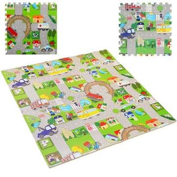 GRUBA MATA PIANKOWA EVA DUŻE PUZZLE PANKOWE 120X120x 1cm ulica EM2002P