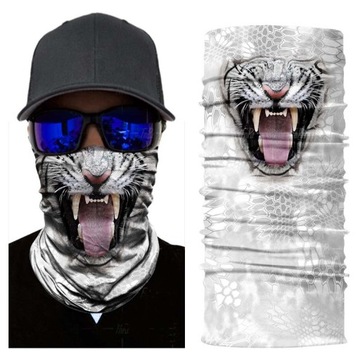 MASKA CHUSTA BANDANA NA MOTOR BIAŁY TYGRYS D105