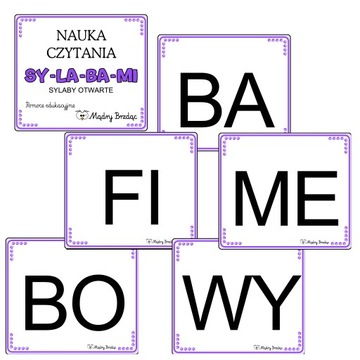 * SYLABY OTWARTE DRUKOWANE * 161 kart + ALFABET * nauka czytania sylabami *