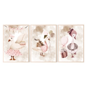 Zestaw 3 plakaty A3 Retro gąski Boho nr.3