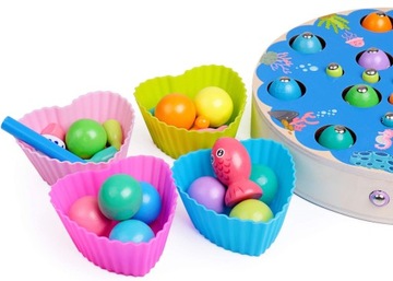 РЫБА ДЕРЕВЯННЫЕ ЦИФРЫ РЫБАЛКА СОРТИРОВКА МОНТЕССОРИ