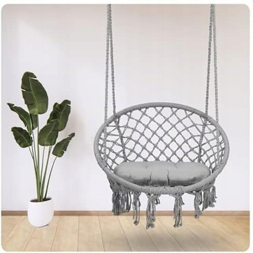 САДОВЫЕ КАЧЕЛИ АИСТОВОЕ ГНЕЗДО ПОДВЕСНОЙ СТУЛ ТЕМНО-СЕРЫЙ БОХО 150 КГ