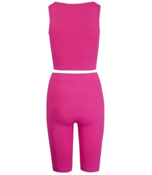 Sportowy zestaw legginsy +top szerokie ramiączka MISSY (Różowy) 4XL/5XL