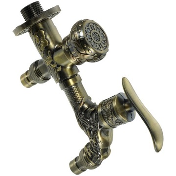 KRAN OGRODOWY Z PODWÓJNĄ WYLEWKĄ KRĄŻEK ZEWNĘTRZNY