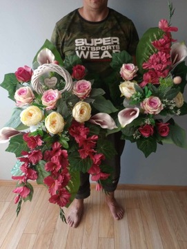 Украшение кладбища МОГИЛА композиция ЦВЕТЫ плетеный круг