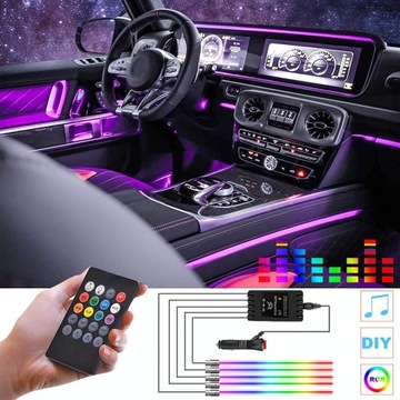 LED AMBIENT ŚWIATŁOWÓD APLIKACJA RGB LAMPA ZAROWKA ZESTAW