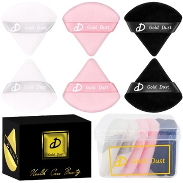PUSZEK DO PUDRU MAKIJAŻU PUFF ZESTAW TRÓJKĄT GĄBKA DUŻA MAKEUP SET GĄBECZKA