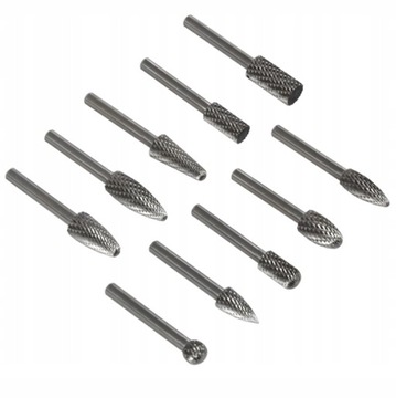 НАБОР ФРЕЗ С ХВОСТОВИКОМ ПО МЕТАЛЛУ, ИЗ 10 ПРЕДМЕТОВ.