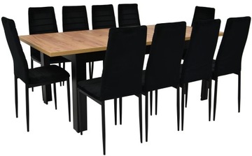 Meble do salonu STÓŁ 90x160/200 i 10 krzeseł WELUR