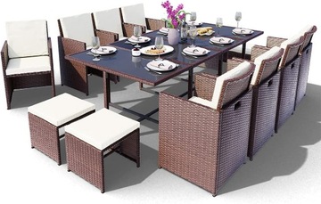 VEGAS MEBLE OGRODOWE POLYRATTAN 11 el. BRĄZOWY