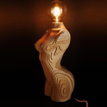 Drewniana kobieca rzeźba - Lampa - Freya - CUDO!
