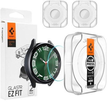 2x SZKŁO Hartowane SPIGEN EZ FIT do Samsung Galaxy Watch 6 Classic 47mm